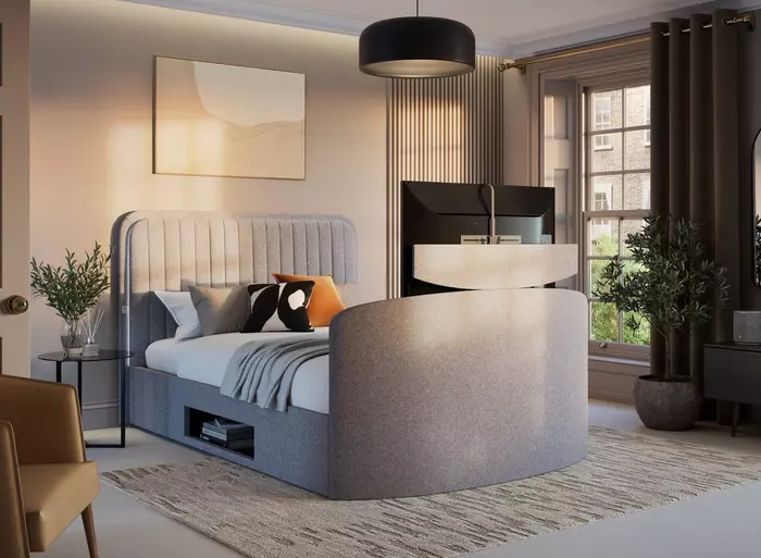 Alexis Upholstered Ottoman LG TV Bed Frame