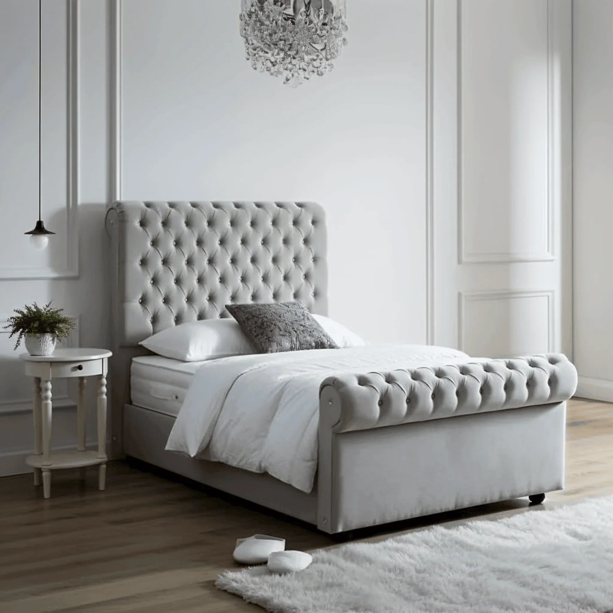 Traditional Sleigh Bed Frame – Chesterfield Design - Image 4